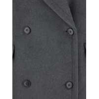Imbracaminte PLAIN Dama - Paltoane PLAIN Grey Double-Breasted Coat With Wide Notched Revers In Wool Woman GREY Femei (BM 18366534) - B-mall.ro
