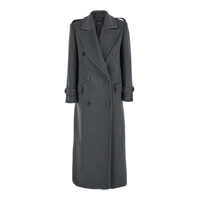 Paltoane Grey Double-Breasted Coat With Wide Notched Revers In Wool Woman Femei