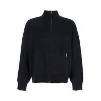 Pulovere Black Sweatshirt With Logo Embroidery On The Rear And Logo Patch On The Pocket In Cotton Man Barbati