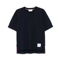 Tricouri Blue Crewneck T-Shirt With Logo Patch On The Front And Striped Detail On The Rear In Cotton Jersey Man Barbati