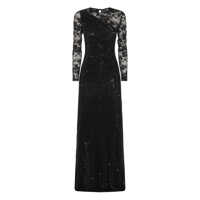 Rochii Self-Portrait Black Rhinestone Lace Sleeves Maxi Dress Clothing Femei