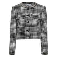 Geci Self-Portrait Houndstooth Crystal Trim Jacket Clothing Femei