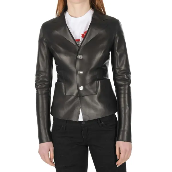 Jachete DSQUARED2 Dsquared2 Leather Jacket Black Femei (BM 18369834) 2