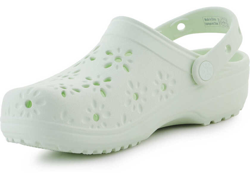 Slapi Crocs Classic Floral Cut Out Clog Jade Tint Green Femei (BM 18369865) 3
