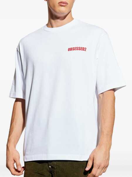 Tricouri DSQUARED2 Cotton T-Shirt WHITE  RED PRINT Barbati (BM 18369919) 3