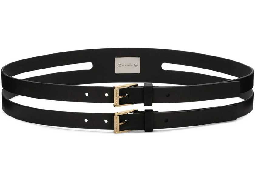 Curele Dolce & Gabbana Leather Double Belt 50Mm Black Femei (BM 18370327) 2