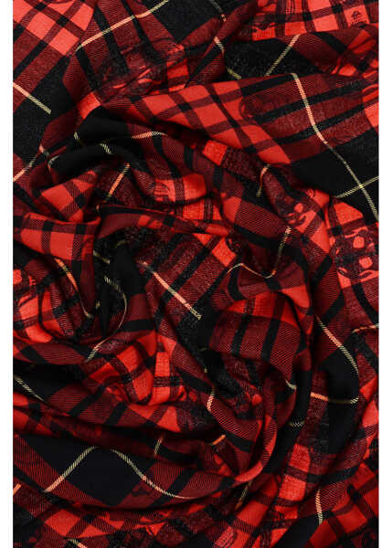 Esarfe Alexander McQueen Tartan Patterned Skull Wool Scarf Red Barbati (BM 18370342) 2