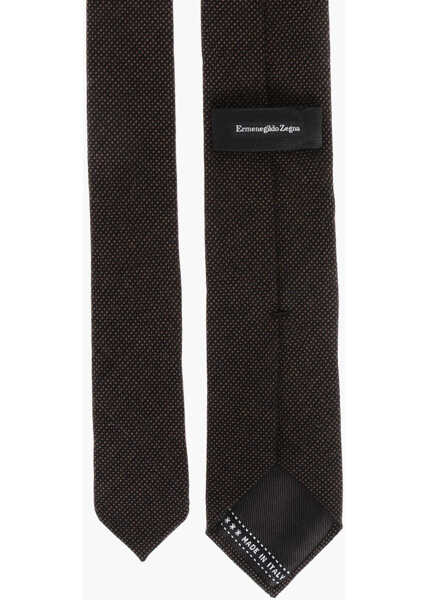 Cravate Ermenegildo Zegna Micro Polka Dot Patterned Cashmere Tie Brown Barbati (BM 18370369) 3