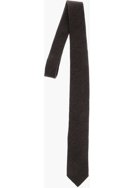 Cravate Ermenegildo Zegna Micro Polka Dot Patterned Cashmere Tie Brown Barbati (BM 18370369) 1