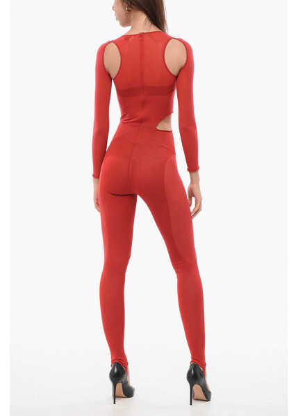 Rochii lungi Alexander McQueen Sheer Effect Stirrup Jumpsuit With Cut-Out Details Red Femei (BM 18370378) 2