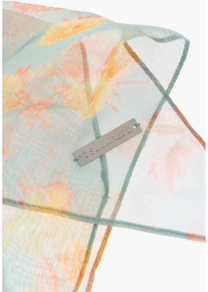 Esarfe DSQUARED2 Floral Patterned Chiffon Foulard Light Blue Femei (BM 18370498) 2