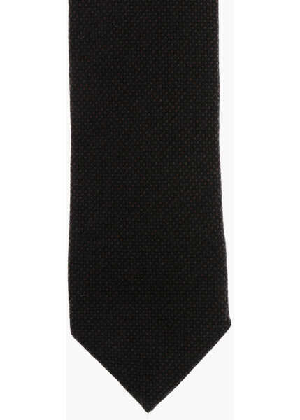 Cravate Ermenegildo Zegna Micro Polka Dot Patterned Cashmere Tie Brown Barbati (BM 18370504) 2