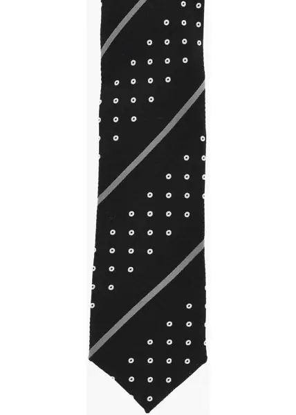 Cravate CORNELIANI Cc Collection Patterned Silk Tie Black Barbati (BM 18370603) 2