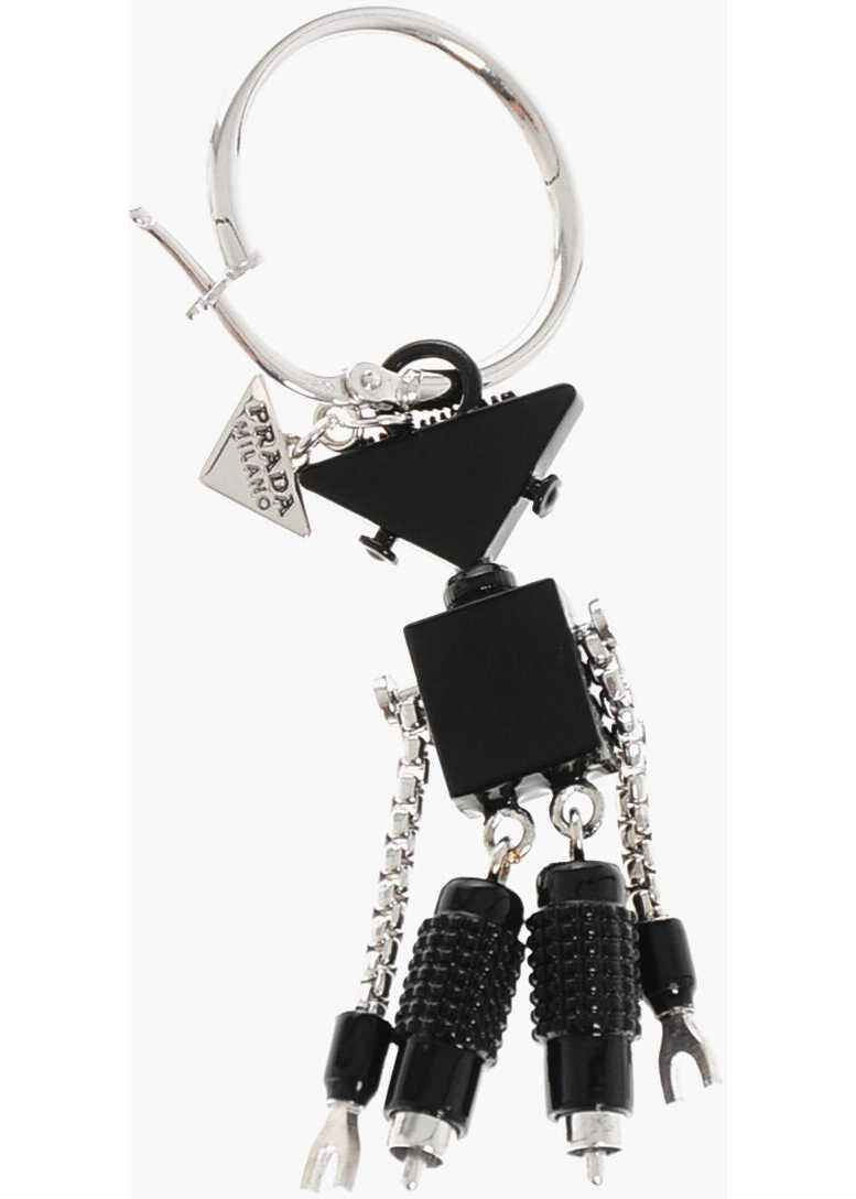 Cercei Prada Silver Robot Single Earring Black Barbati (BM 18370624) 2