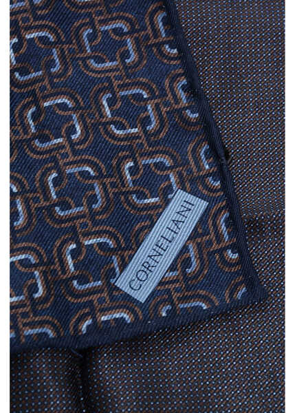 Esarfe CORNELIANI Geometric Patterned Silk Pocket Square Blue Barbati (BM 18370909) 3