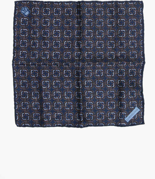 Esarfe CORNELIANI Geometric Patterned Silk Pocket Square Blue Barbati (BM 18370909) 1