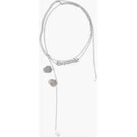 Coliere Silver-Tone Metal Wrap Necklace With Lettering Logo Barbati