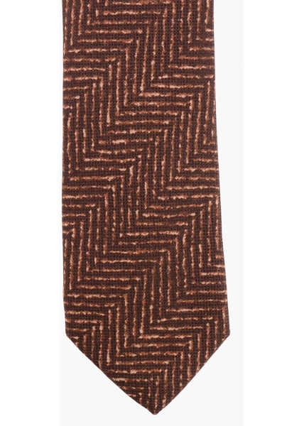 Cravate CORNELIANI Herringbone Patterned Silk Tie Brown Barbati (BM 18371059) 2