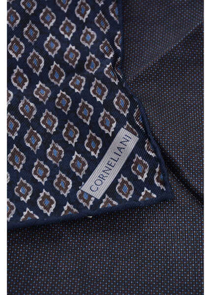 Esarfe CORNELIANI Geometric Patterned Silk Pocket Square Blue Barbati (BM 18371062) 3