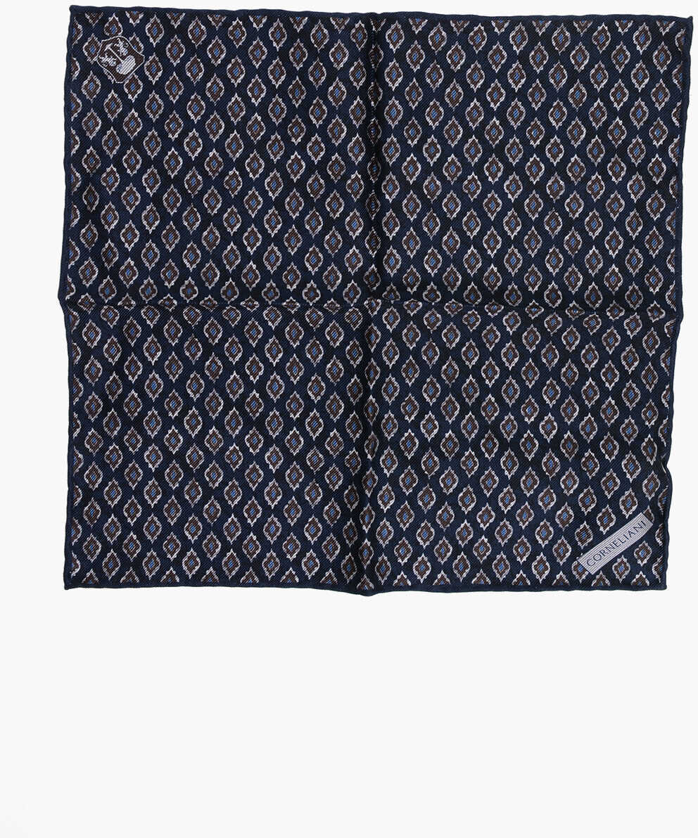 Esarfe CORNELIANI Geometric Patterned Silk Pocket Square Blue Barbati (BM 18371062) 1