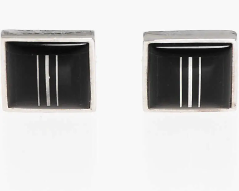 Butoni CORNELIANI Enamelled Brass Squared Cufflinks Black Barbati (BM 18371098) 1
