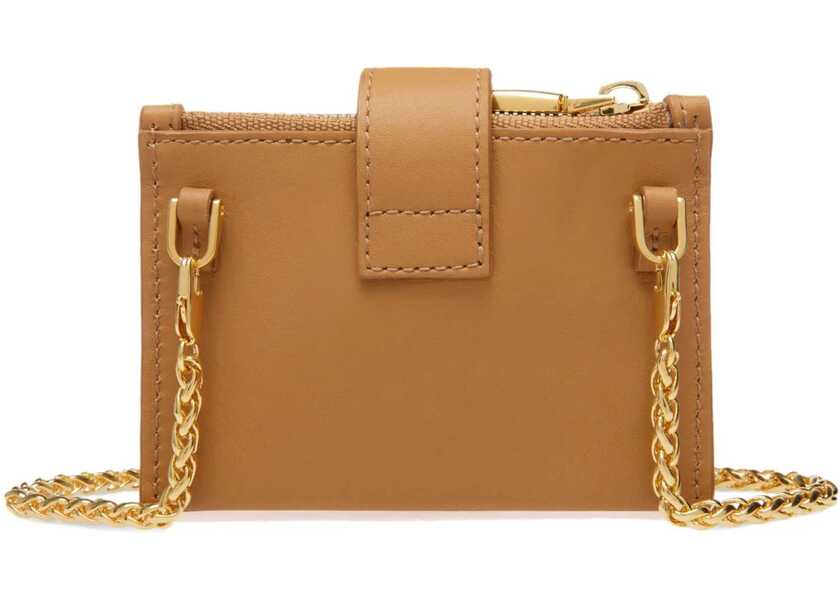 Portofele Bally Leather Emblem Accordion Wallet With Chain Brown Femei (BM 18371233) 2
