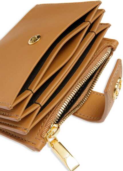 Portofele Bally Leather Emblem Accordion Wallet With Chain Brown Femei (BM 18371233) 4