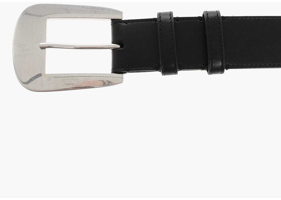 Curele Cline Leather Belt With Brass Buckle 30Mm Black Femei (BM 18371236) 2
