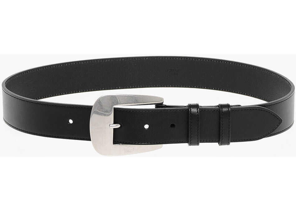 Curele Cline Leather Belt With Brass Buckle 30Mm Black Femei (BM 18371236) 3