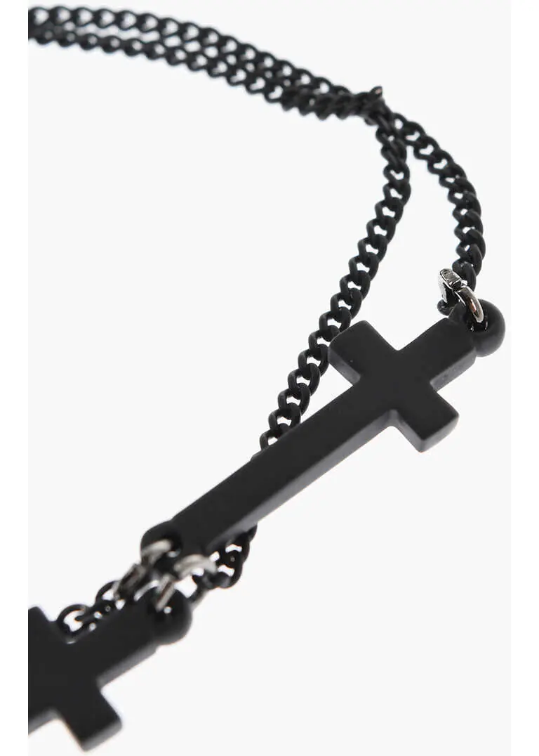 Bratari DSQUARED2 Double Chain Jesus Bracelet With Cross-Shaped Charms Black Barbati (BM 18371239) 2