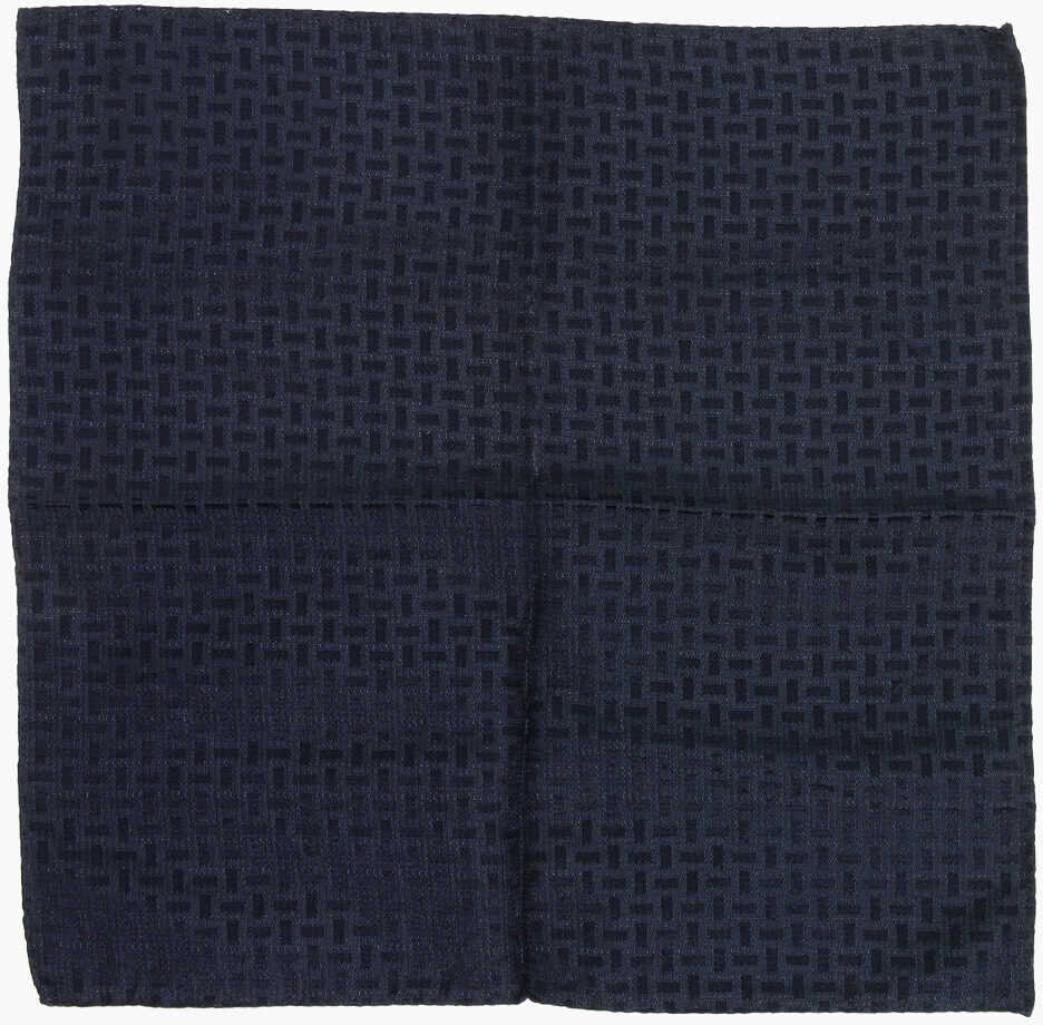 Esarfe CORNELIANI Jacquard Silk Pocket Square Blue Barbati (BM 18371242) 1
