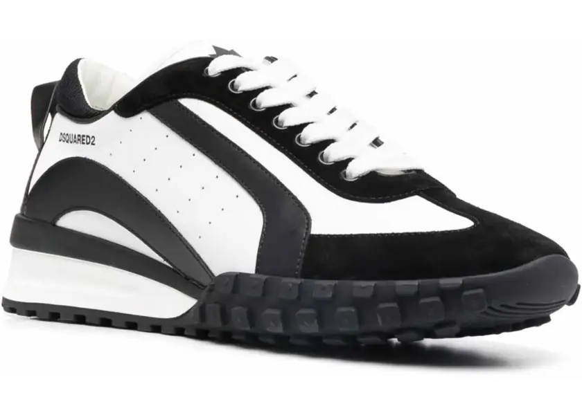 Sneakers DSQUARED2 Legend Leather Sneakers With Suede Details Black & White Barbati (BM 18371248) 2