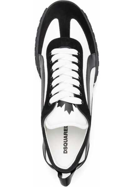 Sneakers DSQUARED2 Legend Leather Sneakers With Suede Details Black & White Barbati (BM 18371248) 4