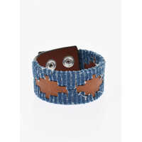 Bratari Leather Bracelet With Denim Trims Barbati
