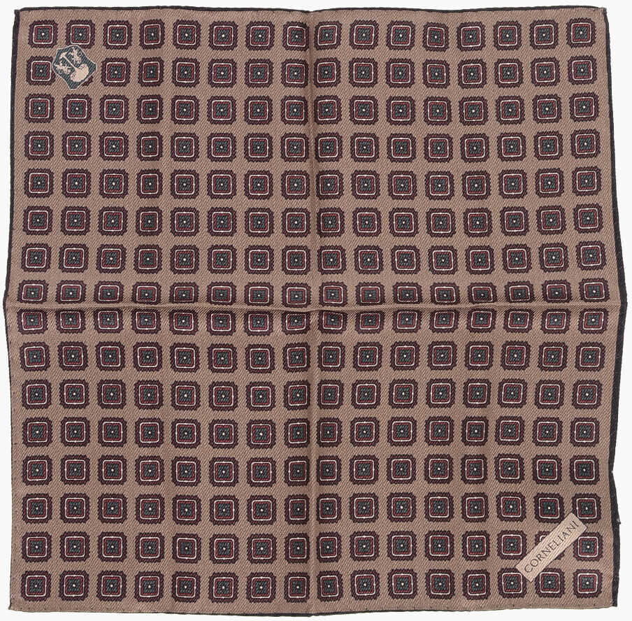 Esarfe CORNELIANI Geometric Patterned Silk Pocket Square Brown Barbati (BM 18371407) 1