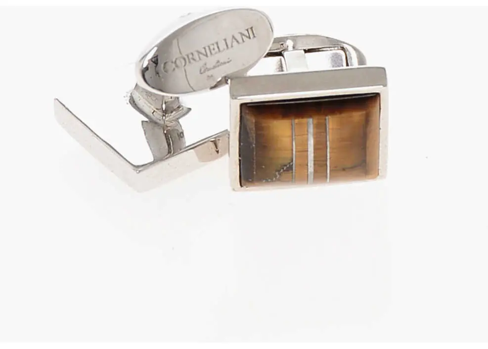 Butoni CORNELIANI Squared Brass Cufflinks With Mother Of Pearl Detail Brown Barbati (BM 18371413) 3