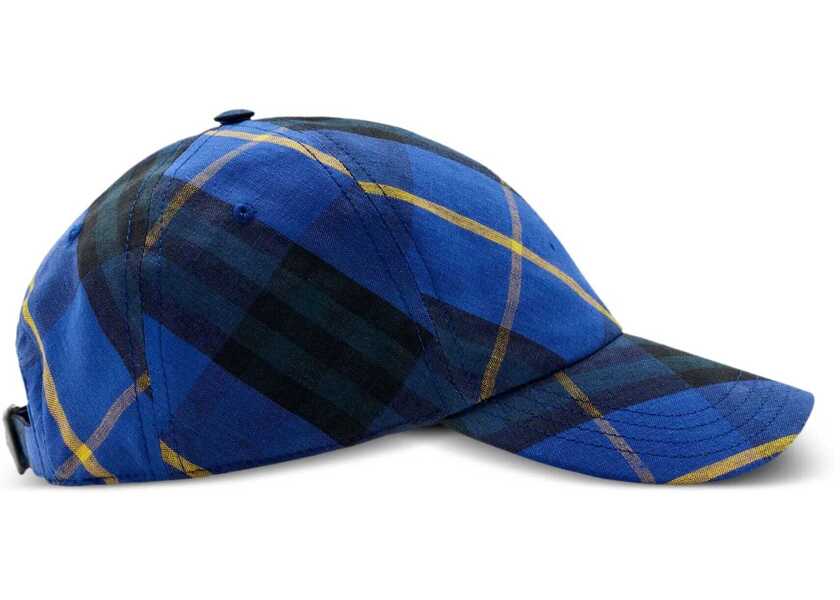Sepci Burberry Tartan Linen Baseball Cap Blue Barbati (BM 18371437) 2