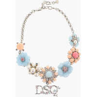 Pulovere Metal Choker Necklace With Floral Design Embellished With Rh Femei