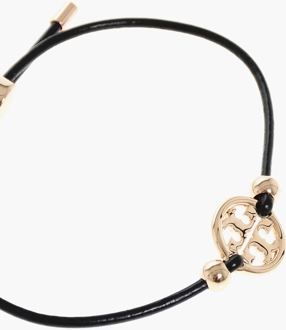 Bratari Tory Burch Cuir Adjustable Miller Bracelet With Logoed Charm Black Femei (BM 18371494) 3