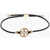 Tory Burch Cuir Adjustable Miller Bracelet With Logoed Charm Black