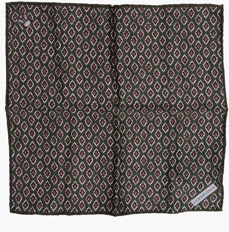 Esarfe CORNELIANI Geometric Patterned Silk Pocket Square Green Barbati (BM 18371923) 1