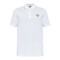 Tricouri Polo Versace White Short-Sleeved 'Medusa' Polo Shirt Made Of Cotton Piqué Barbati