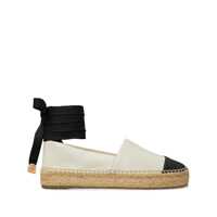 Balerini White Espadrilles With Metallic Logo On The Front And Ankle Strap In Leather Woman Femei