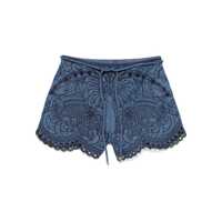 Pantaloni casual Zimmermann Coco Embroidered Denim Shorts Femei
