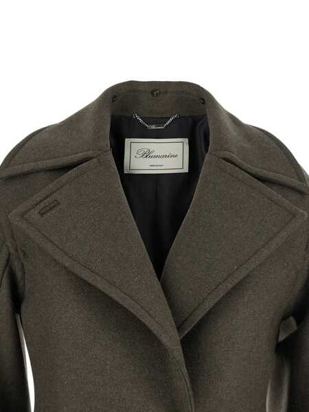 Paltoane Blumarine Green Coat With Classic Lapels And Removable Collar In Wool Blend Woman GREEN Femei (BM 18373038) 4