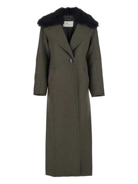 Paltoane Blumarine Green Coat With Classic Lapels And Removable Collar In Wool Blend Woman GREEN Femei (BM 18373038) 1