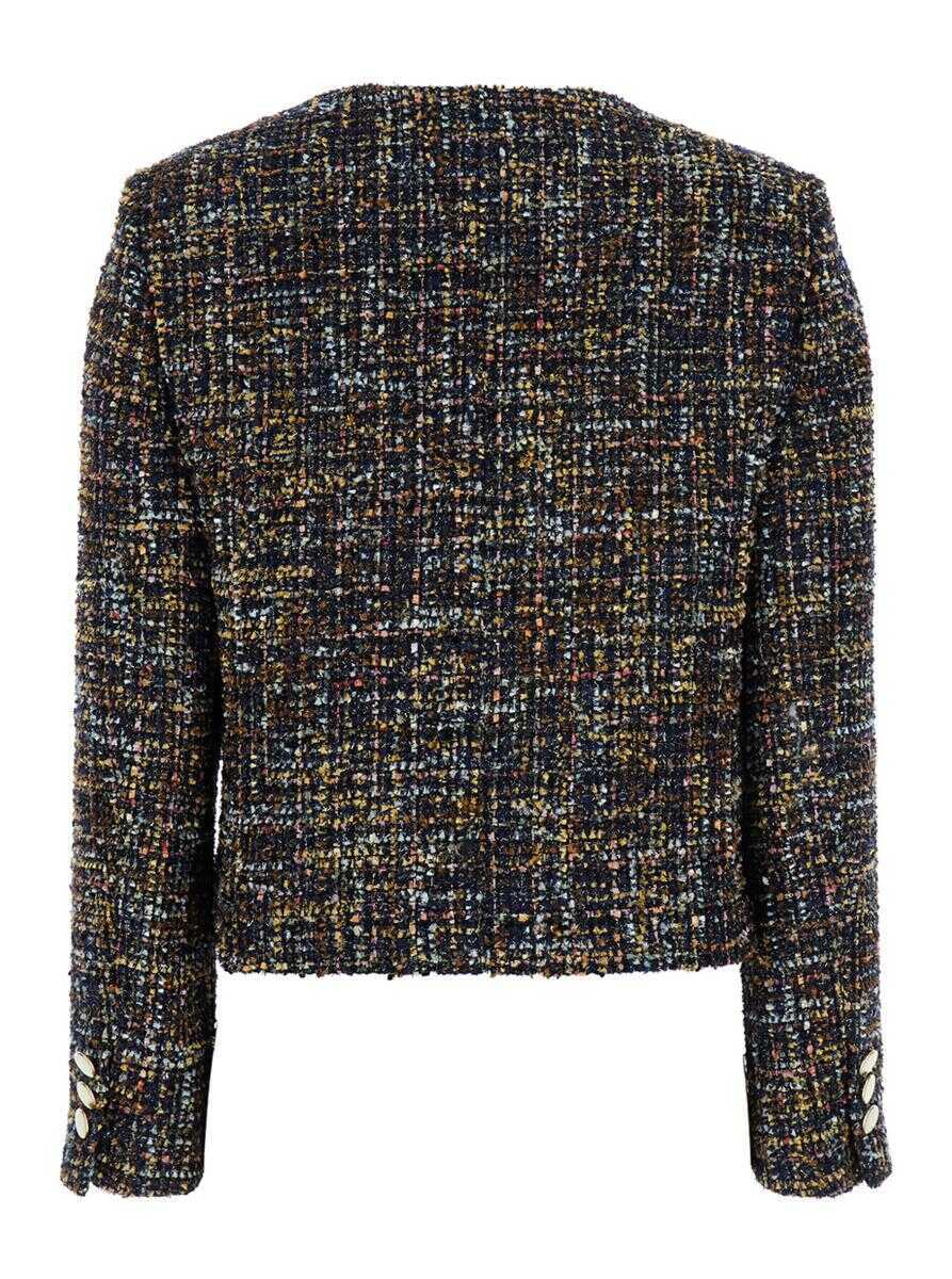 Geci PLAIN Multicolor Jacket With Round Neck And Front Button Closure In Tweed Woman MULTICOLOR Femei (BM 18373254) 2