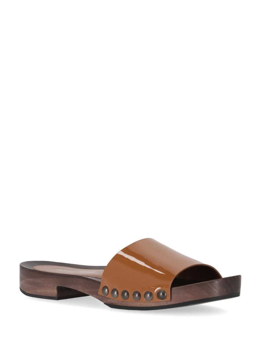 Sandale Miu Miu Miu Miu Patent Leather Clogs Brown Femei (BM 18373341) 2