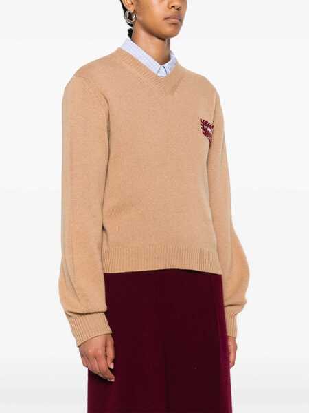 Pulovere Marni Marni Cashmere V-Neck Sweater BROWN Femei (BM 18374460) 3