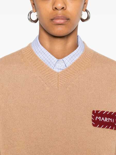 Pulovere Marni Marni Cashmere V-Neck Sweater BROWN Femei (BM 18374460) 5